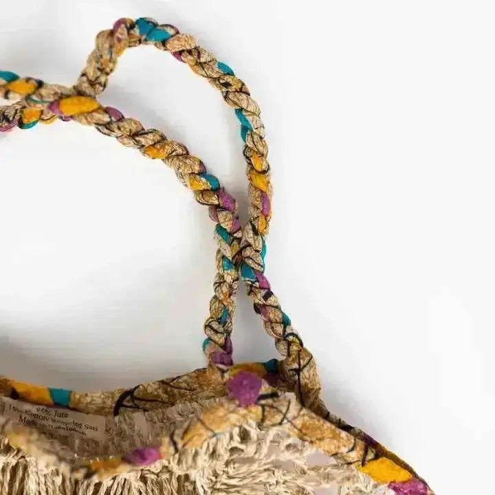 Sari and Jute Slouchy Net Bag - Stylish Eco-Friendly Fashion Accessory