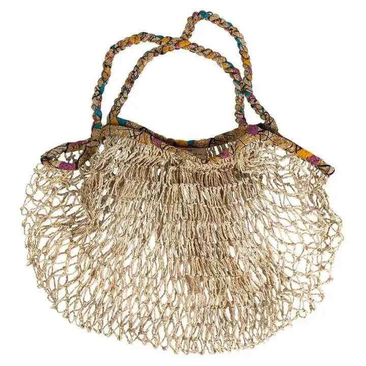 Sari and Jute Slouchy Net Bag - Stylish Eco-Friendly Fashion Accessory  